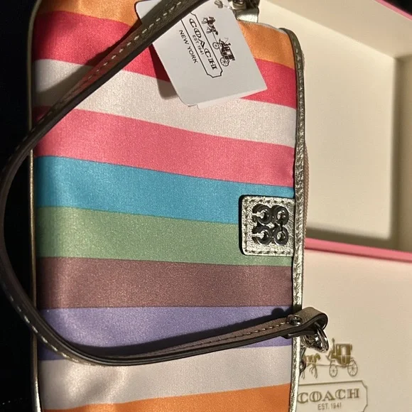 Coach Rainbow Striped Wristlet with Silver Accents - Picture 4 of 4